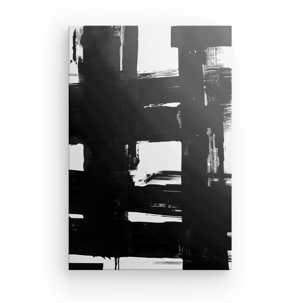 Pinselstriche Wandbild Schwarz-Weiß