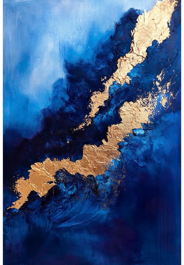 Wandbild Blau Goldener Fluss