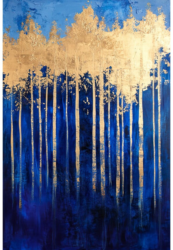 Wandbild Wohnzimmer Goldener Wald