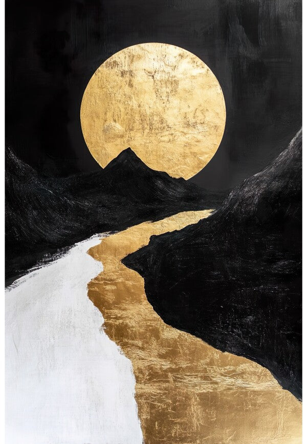 Wandbild Modern Goldener Mond
