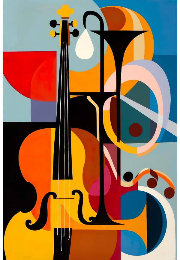 Wandbild Abstrakt Kubistischer Jazz