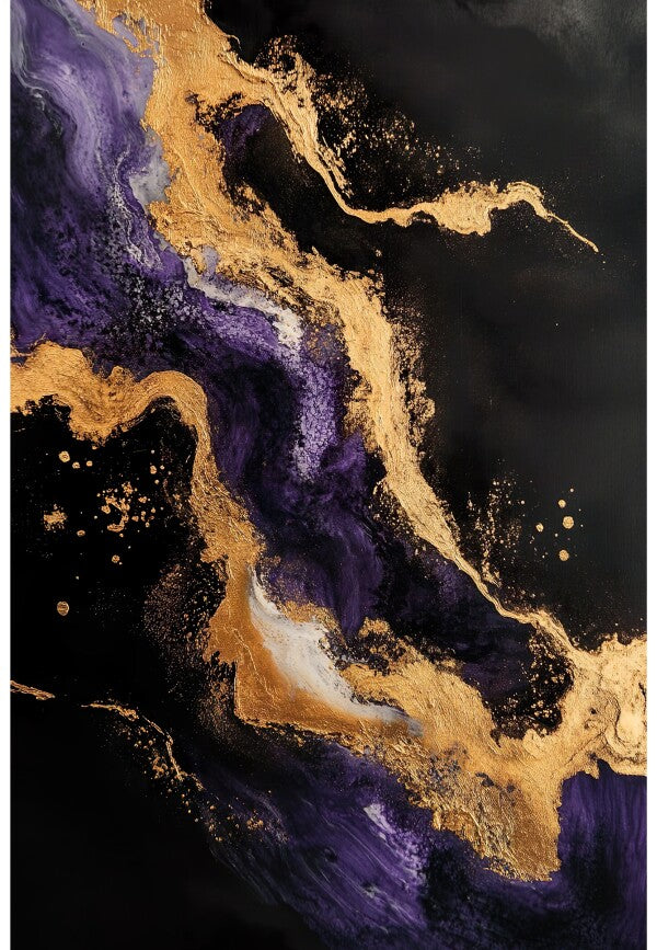 Wandbild Abstrakt Violett und Gold