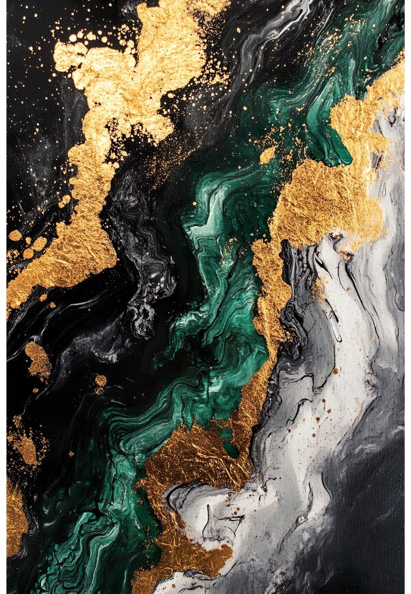 Wandbild Abstrakt Grün und Gold