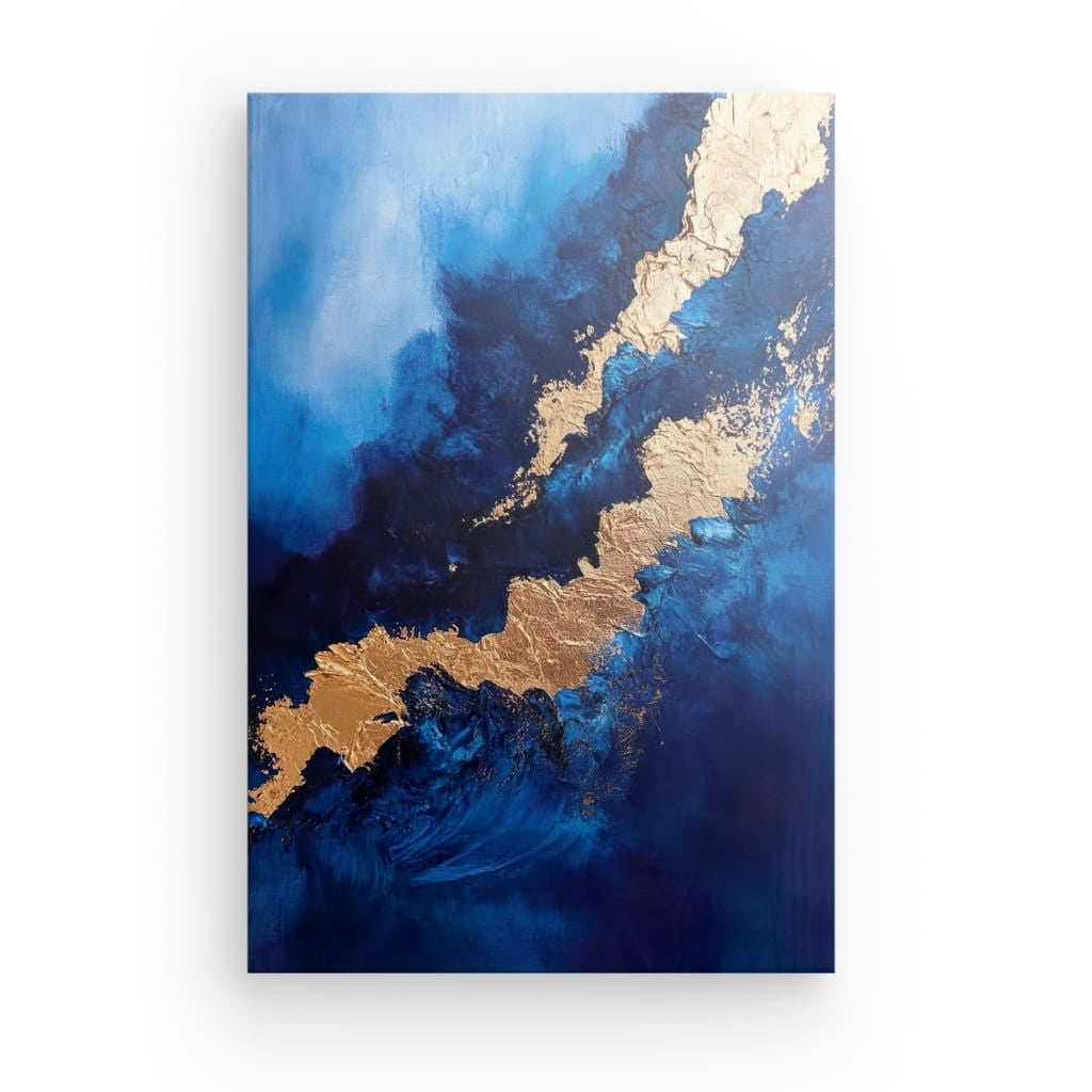 Wandbild Blau Goldener Fluss