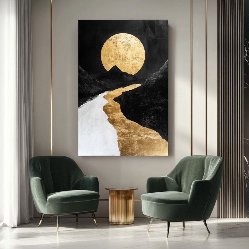 Wandbild Modern Goldener Mond