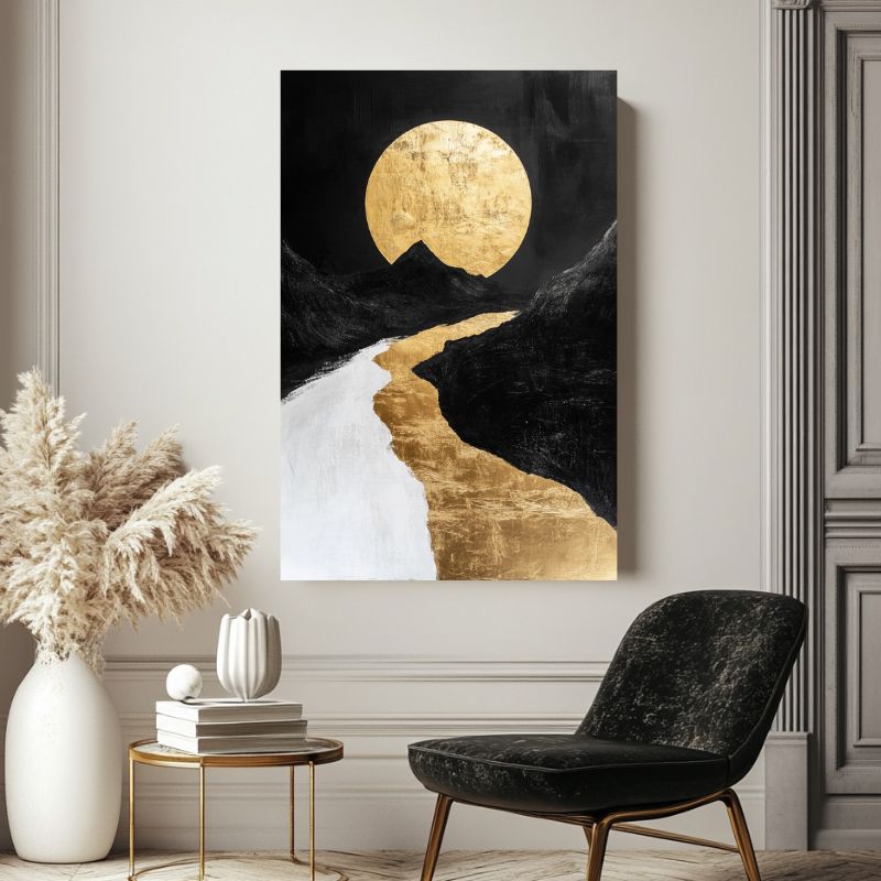 Wandbild Modern Goldener Mond