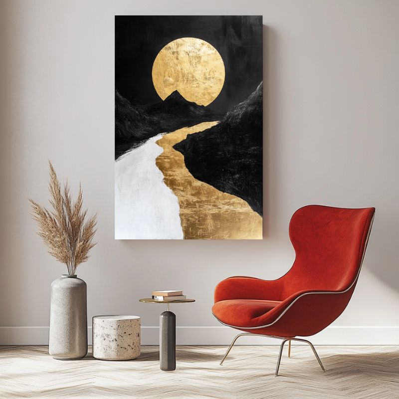 Wandbild Modern Goldener Mond