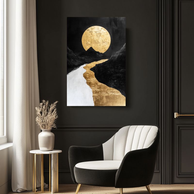 Wandbild Modern Goldener Mond