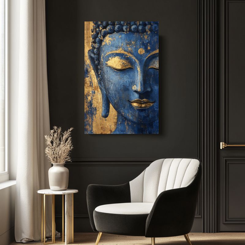 Wandbild Wohnzimmer Blauer Buddha