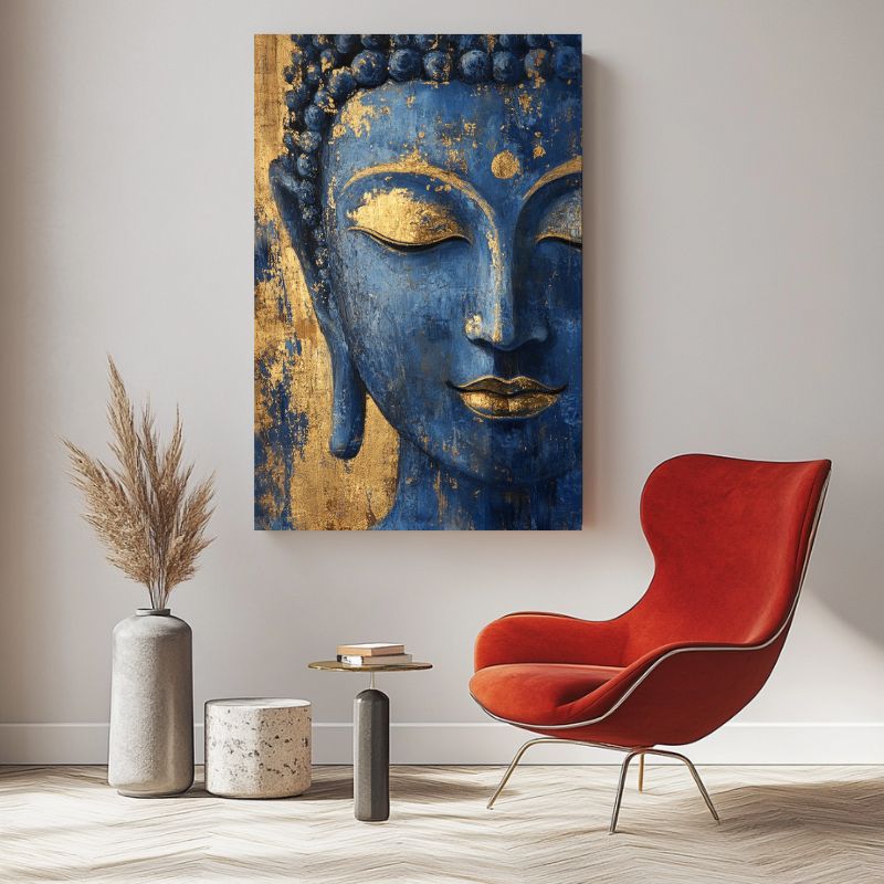 Wandbild Wohnzimmer Blauer Buddha