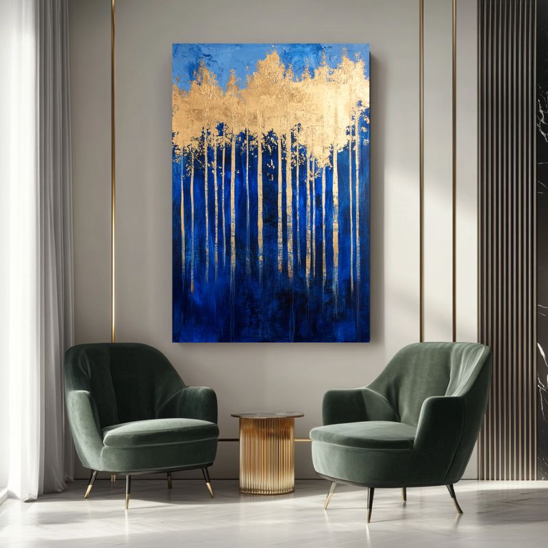 Wandbild Wohnzimmer Goldener Wald