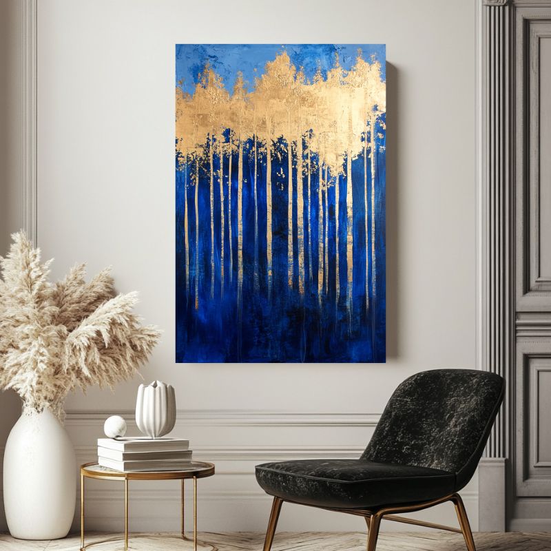 Wandbild Wohnzimmer Goldener Wald