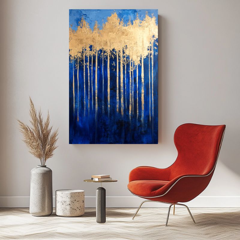 Wandbild Wohnzimmer Goldener Wald