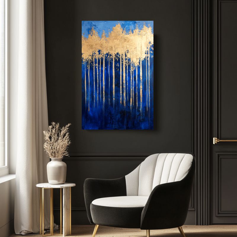 Wandbild Wohnzimmer Goldener Wald