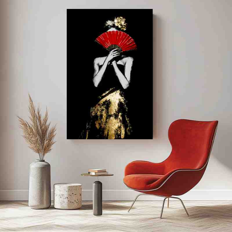 Wandbild Wohnzimmer Roter Fächer