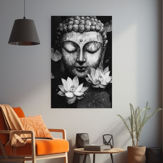 Buddha Peace Black & White Canvas