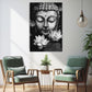 Buddha Wandbild Schwarz-Weiß