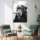 Cigar Monkey Black & White Canvas