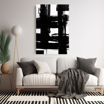 Pinselstriche Wandbild Schwarz-Weiß