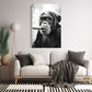 Cigar Monkey Black & White Canvas