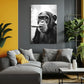 Cigar Monkey Black & White Canvas