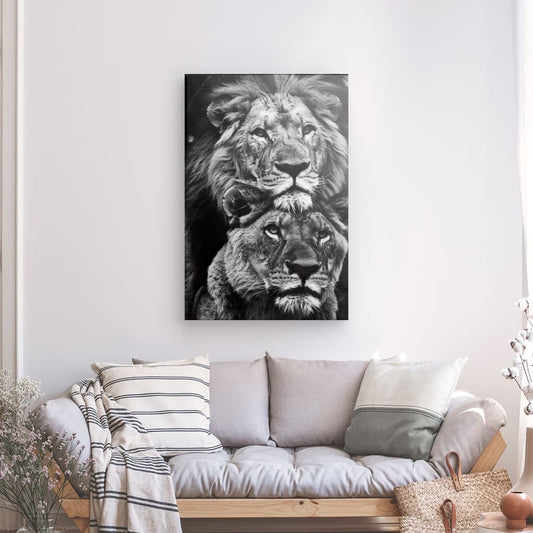 Lion Love Black & White Canvas