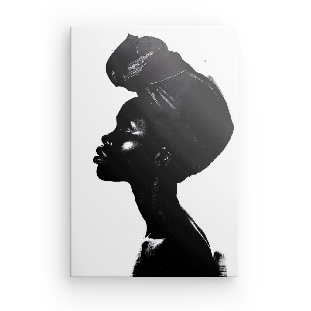 African Profile Black & White Canvas