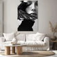 Mädchen und Rabe Wandbild Schwarz-Weiß