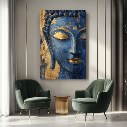 Wandbild Wohnzimmer Blauer Buddha