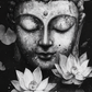 Buddha Wandbild Schwarz-Weiß