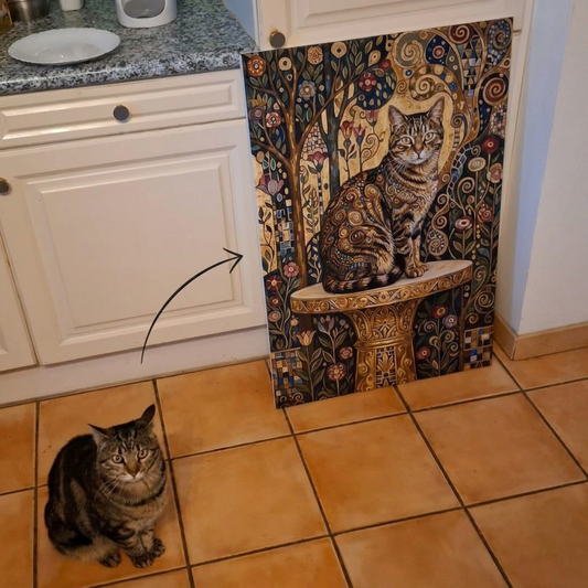 Custom Cat Portrait Canvas – Art Nouveau Style