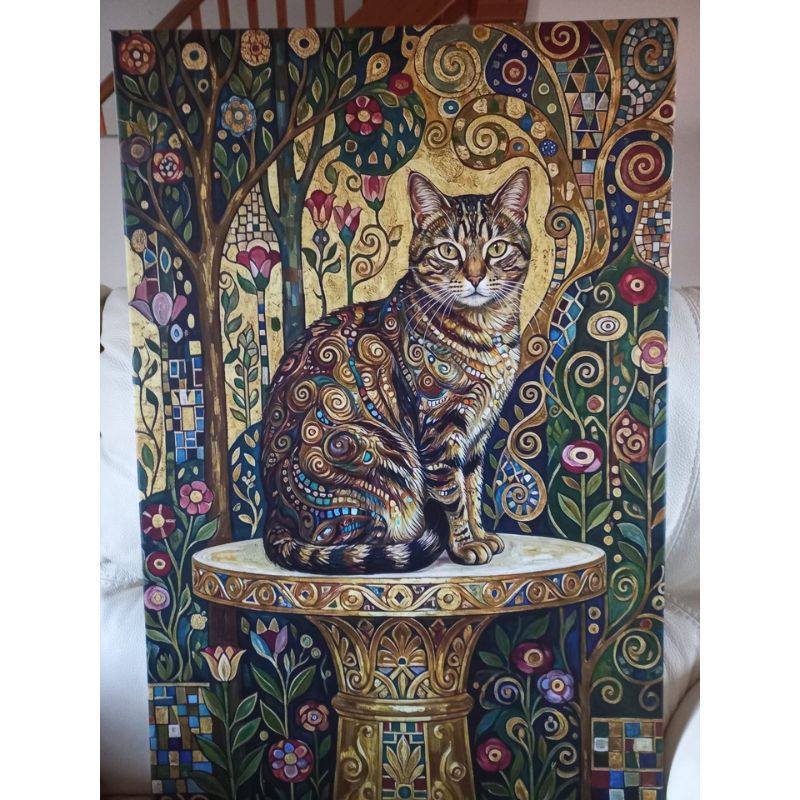 Custom Cat Portrait Canvas – Art Nouveau Style