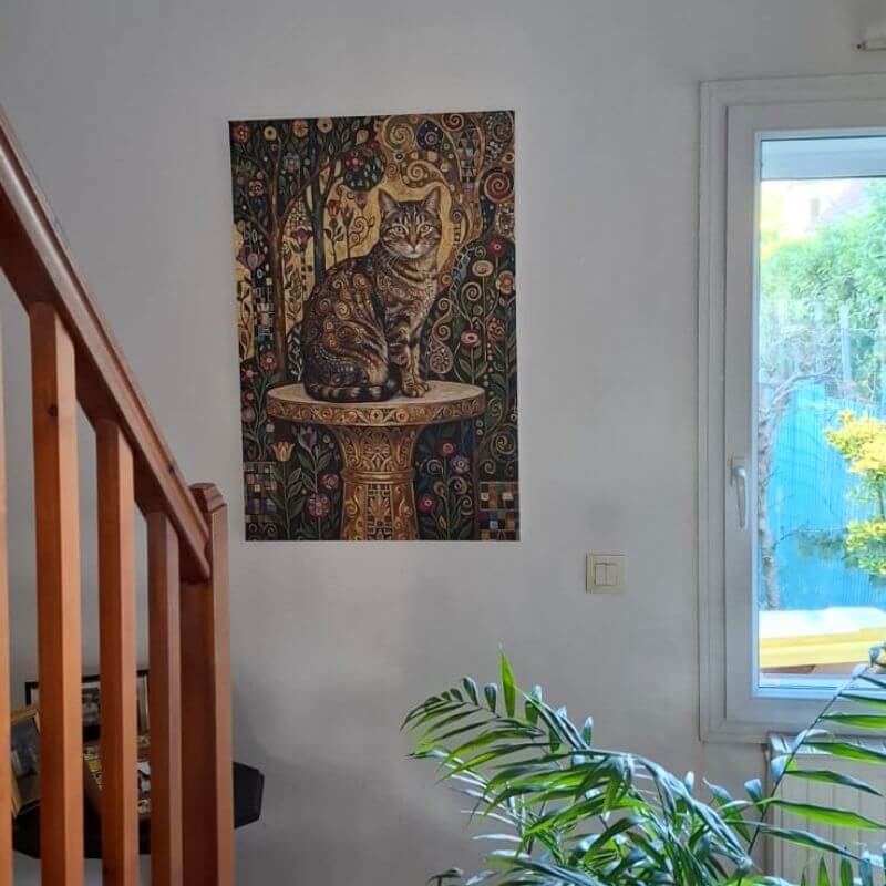 Custom Cat Portrait Canvas – Art Nouveau Style
