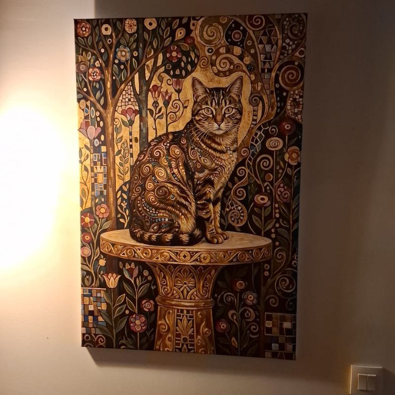 Custom Cat Portrait Canvas – Art Nouveau Style